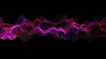 Poster - A concept for financial volatility with waves of glowing data points on a dark background.