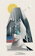 © Solarisys - Collage of fragments of buildings. New York City Manhattan view with skyscrapers against sky. Collage or modern art design