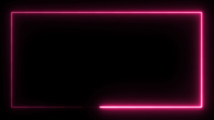 Wall Mural - neon red color light for overlay element. neon rectangle frame icon illustration on black background