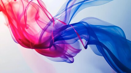 Poster - High-tech minimalism with blue and red glare against a solid white background, creating an organic composition.