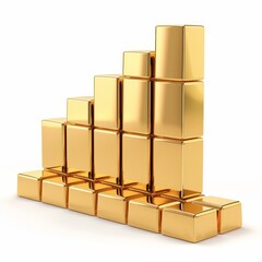 Poster - Abstract 3d illustration of golden chart bars increasing in size, representing growth and success