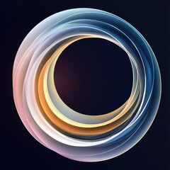 Poster - Abstract circular design with layered, colorful curves on a dark background, creating a harmonious visual effect.