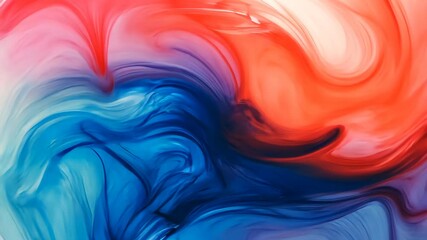 Poster - High-tech minimalism, blue and red glares, a solid white background, and an organic composition.
