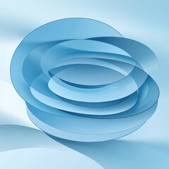 Poster - Abstract blue layered shapes creating a serene and harmonious composition.