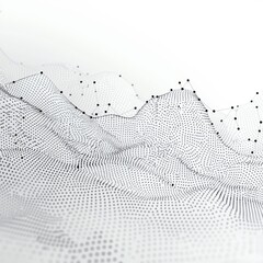 Poster - Abstract black and white wave-like patterns created with dotted lines and points, evoking a sense of depth and motion.
