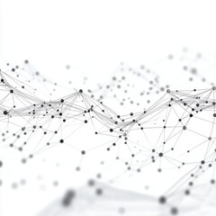 Poster - Abstract black and white digital background with connected dots and lines, creating a sense of depth and movement.