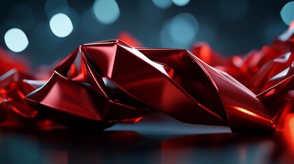 Canvas Print - Abstract red metallic shapes, 3D render.