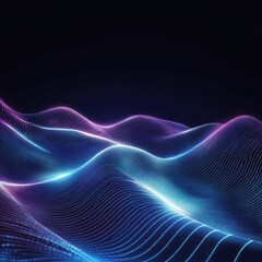 Poster - Abstract waves of blue and purple light create a mesmerizing digital landscape.