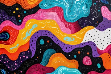 Poster - Vibrant abstract design featuring swirling colors and patterns for creative projects and digital backgrounds.
