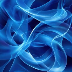 Poster - Abstract blue smoke waves swirling gracefully in a dynamic composition.