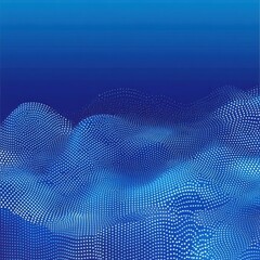 Poster - Abstract blue digital wave pattern with dotted texture, creating a sense of depth and movement.