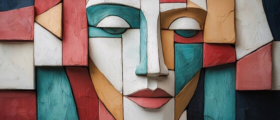 Poster - A vibrant abstract representation of a face, showcasing diverse colors and shapes in a modern artistic style.