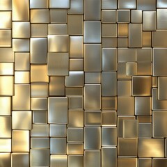 Poster - An abstract metallic surface with a mix of gold and silver rectangles, creating a modern, elegant texture.