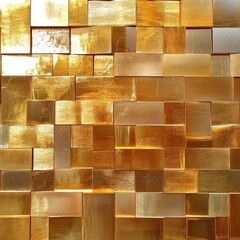 Poster - A stunning abstract wall design featuring golden blocks in various shades, creating a rich and luxurious texture.