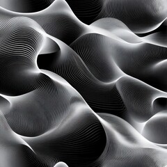 Poster - Intricate waves of flowing lines create a mesmerizing monochrome pattern in this abstract design.