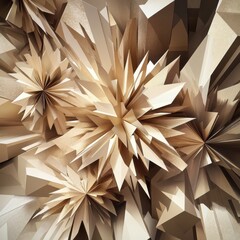 Poster - Abstract geometric shapes in shades of beige, creating a dynamic and textured visual composition.