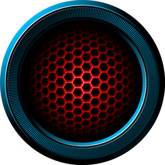 Poster - Abstract metal ring with red hex grid