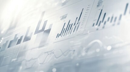 Poster - abstract data visualization with graphs and charts representing analytics and trends.