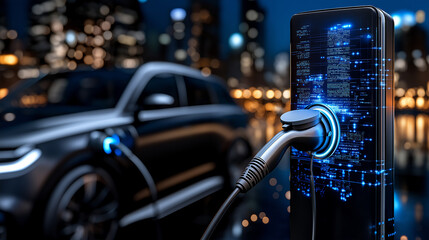 Aufkleber - sleek electric vehicle charging at modern station in city
