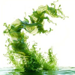 Poster - Abstract green liquid splashing and making a beautiful dynamic shape on white background