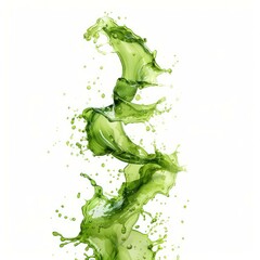 Poster - Green liquid splashing upwards creating abstract shape on white background