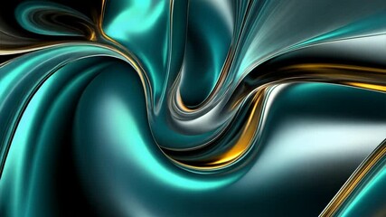 Wall Mural - liquid gold: abstract teal and gold swirls
