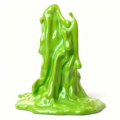 Poster - Green viscous liquid is splashing upwards, forming an abstract shape on a white background