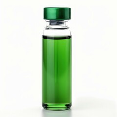 Poster - Green medical vial standing on white background