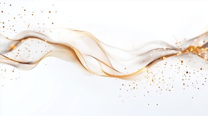 Poster - elegant swirling golden ribbons create a shimmering and soft visual effect on a bright white backgro