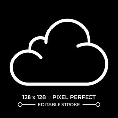 Poster - cloud white linear icon for dark theme. symbolizing overcast or partly cloudy weather conditions. we