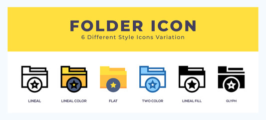Fototapete - Folder icon set with different styles. Design elements for logo. Vector illustration.