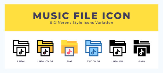 Fototapete - Music file icon symbol. logo illustration with different styles