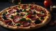 © Artem - Classic italian pizza with salami and fresh veggies