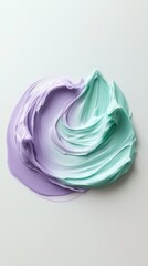 Poster - swirls of pastel purple and mint green paint on a smooth surface create an artistic texture perfect 