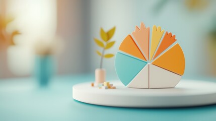 Poster - a 3d pie chart with a visually appealing design, showcasing the allocation of a budget across differ
