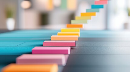 Poster - a colorful gantt chart printed on a large sheet of paper, used for tracking the progress of a constr
