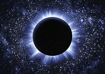 Wall Mural - a blue-glowing earth experiences an eclipse in the midst of the deep starry space. at the same time,