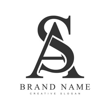 AS trendy logotype template. Initial letter a and s classic font style. Creative logo for company name or identity.