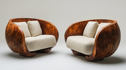 Canvas Print - Sculptural Wooden Chairs: Modern Luxury Home Decor