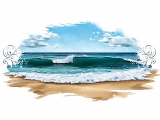 Wall Mural - Discover the tranquility of ocean waves gently lapping on a serene beach