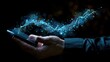 © hazia - Glowing data wave emanating from smartphone held in hand.