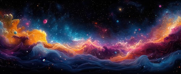Wall Mural - abstract illustration of the cosmos depicting the origin of life with a vibrant mix of stars comets 