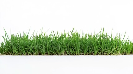 Poster - Vibrant Green Grass on White Background: Nature Photography