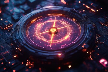 Poster - Futuristic interface display showcasing intricate patterns and glowing elements at night