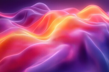 Poster - Vibrant abstract landscape of flowing waves in vivid colors at twilight