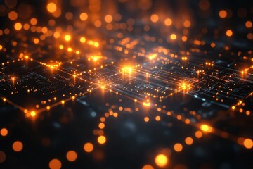 Fototapete - Abstract representation of artificial intelligence technology with glowing data points