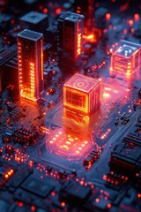 Poster - Intricate network of glowing circuits showcasing advanced artificial intelligence technology