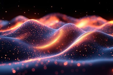 Poster - Vibrant waves of glowing particles showcase dynamic energy in a mesmerizing display