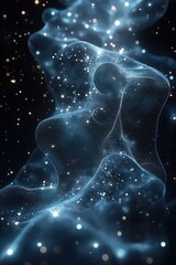 Poster - Mystical cosmic waves illuminated by countless glowing particles in dark space