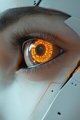 Poster - Artificial intelligence eye demonstrating futuristic technology and design features